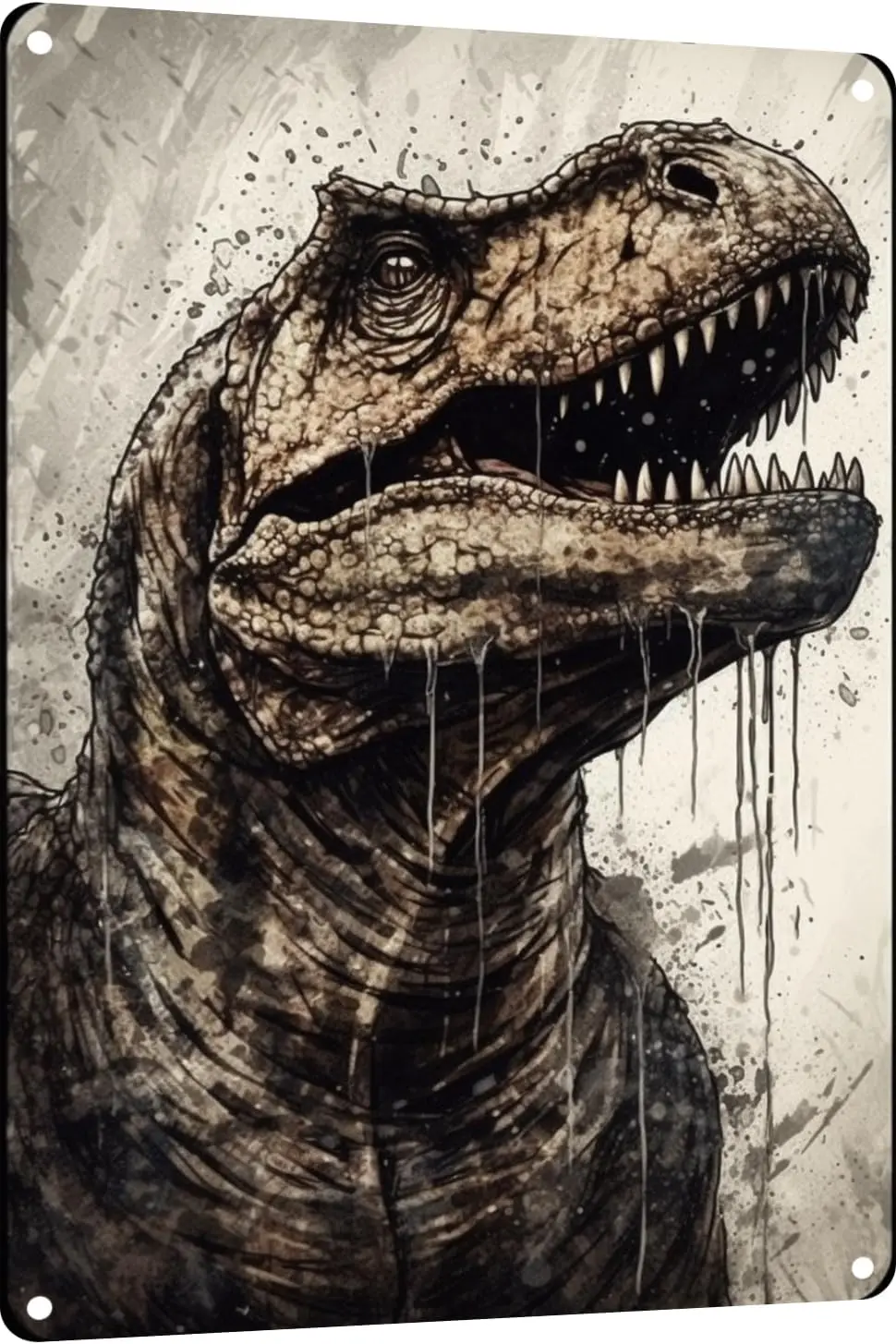 Забавный декор для спальни Metl Tn Sgn Vntge Tyrnnosurus Rex rt Wll Frmhouse Mn Cve Home Ktchen Offce Wshroom Brs Decortons
