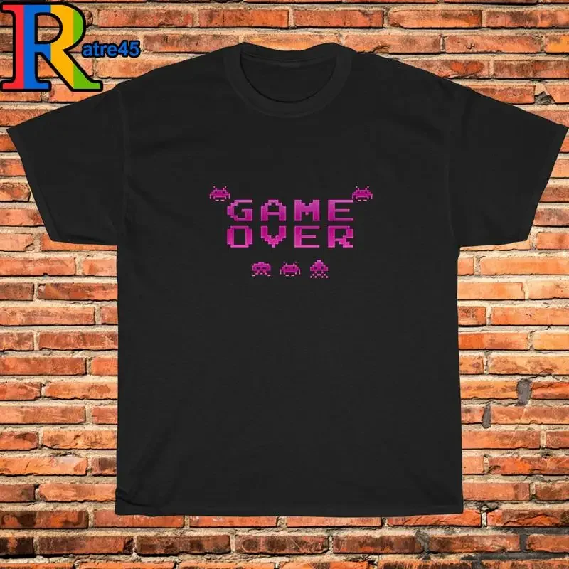 Фото Новая футболка Start Game Over Space Invaders, черная, серая, белая, темно-синяя, размеры S-3XL №1