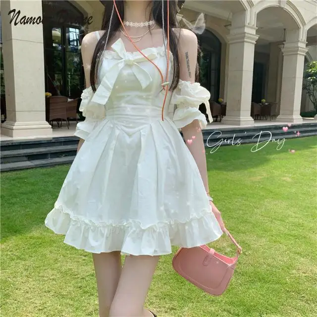

White Suspender Dress Women's Summer Dress 2022 New French Gentle Temperament Short Dress Women Clothing
