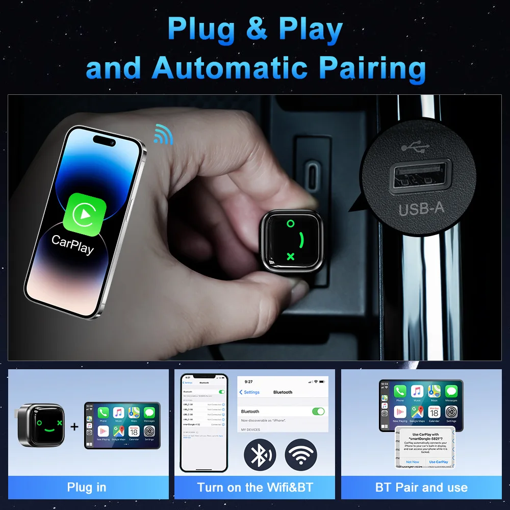 2026Новый проводной к беспроводному Carplay Box 2в1 Carplay & Android Auto MIni адаптер Plug & Plug для Mazda Audi Mazda Toyota VW MG kia (art.: 3920d4369f552) - 3920d4369f552