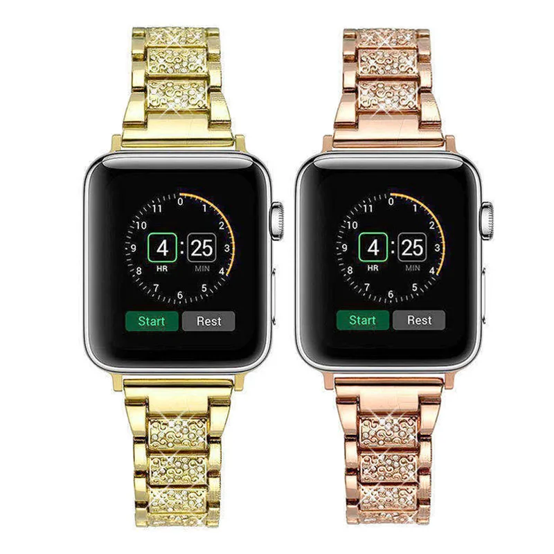 

Metal Bracelet Wrist Band Straps 38mm 40mm 41mm 42mm 44mm 45mm Stainless Steel Women Diamond Watchband For iWatch SE 7 6 5 4