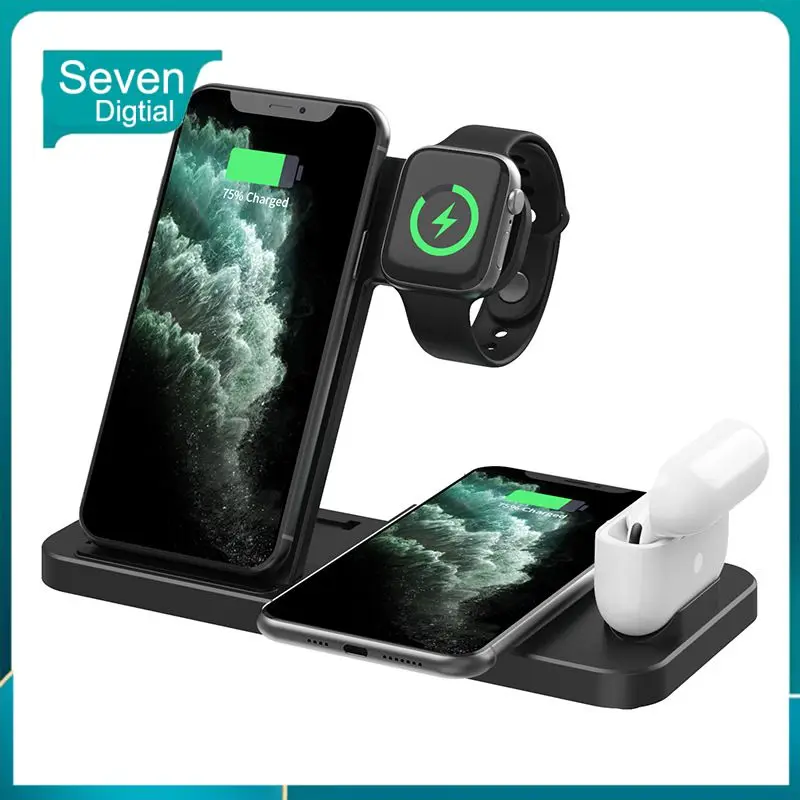 

Watch Headphones Qi 15w Charging Stand Small Charger 4 In 1 Suitable Wireless Charger Foldable Charging Dock Portable Fast