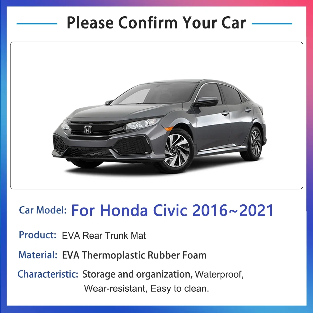 Коврик для багажника автомобиля Honda Civic 10 поколения черный 2021-2016 2020
