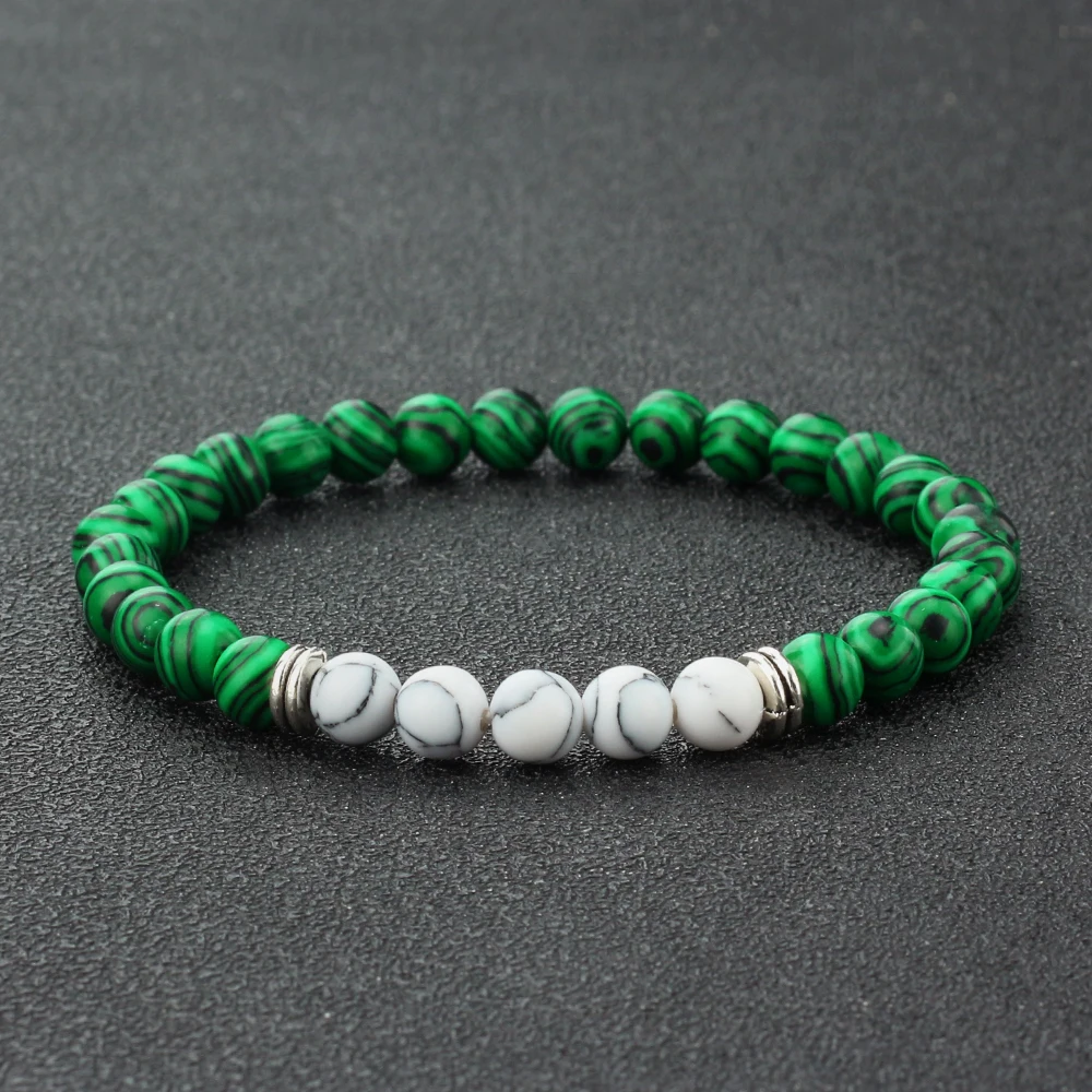 

Couples Distance Black White Natural Stone Malachite Beads Bracelet Men Women Charm Tiger Eye Healing Beads Stretch Bracelet 6mm