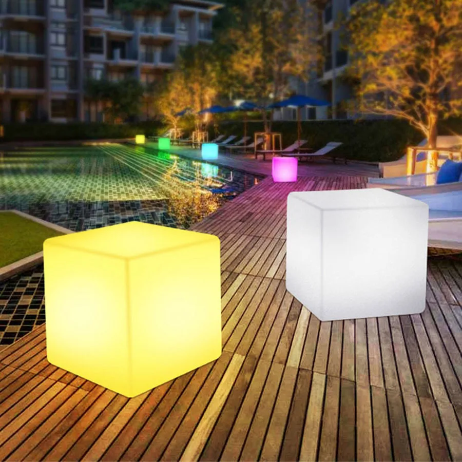 

Waterproof Glowing Cube Stool LED Light Cube Seat Chair Outdoor Led Furniture Stool Seat for Bedroom Patio Pool Party Decor