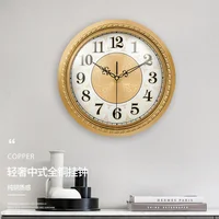 living Bedroom room mute clock art decoration creative personality simple modern wall clock round Chinese style copper clock
