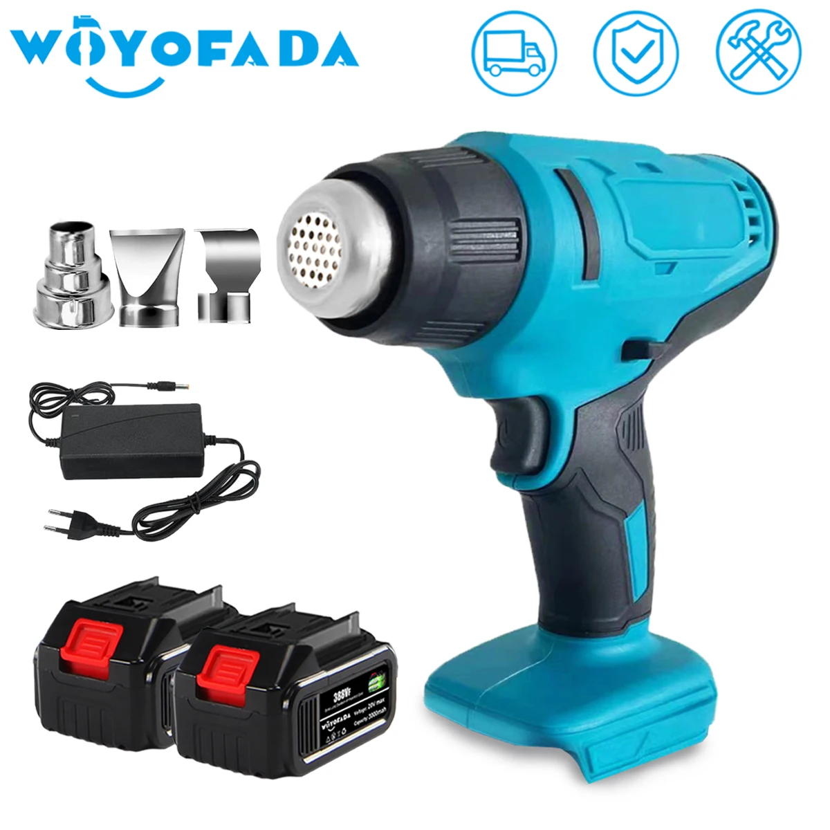 

WOYOFADA 18V Cordless Heat Gun Shrink Wrapping Tool Hot Air Gun Air Dryer Soldering Thermal Blower For Makita 18V Battery