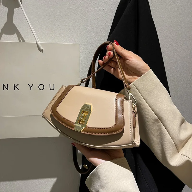 

Однотонная Брендовая женская сумка из искусственной кожи на застежке, простая Классическая маленькая дамская сумка с клапаном, новая модная трендовая сумка, Лидер продаж
