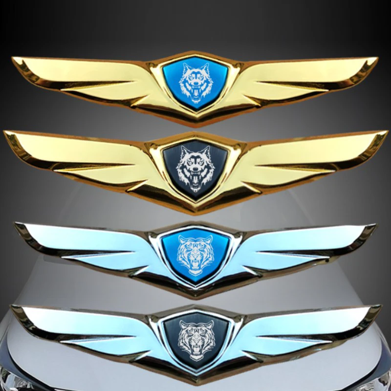 

Car Metal Car Sticker Lion Tiger Head Wolf Totem Wings Personalized Decoration Cover Modification Tailgate Modification