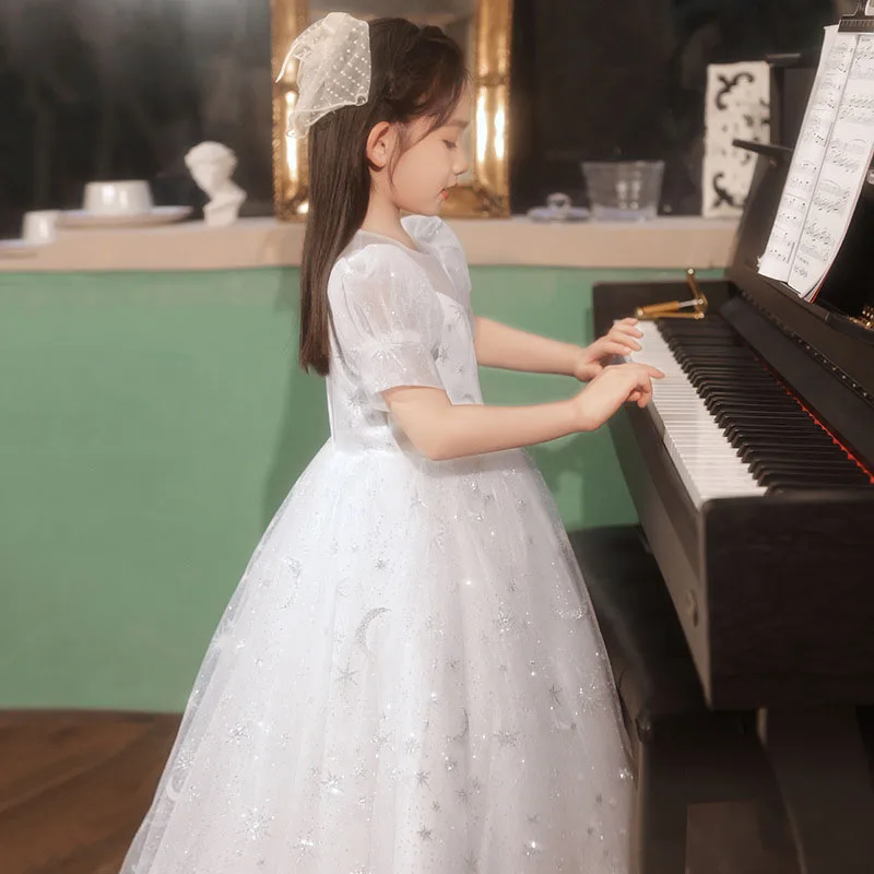 Girl dress princess dress little angel flower girl girl Foreign Air Fluffy Gauze Children emcee piano performance dress autumn enlarge