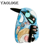 yaologe 2022 fashion acrylic penguin brooches for women exaggerated cartoon cute badge lapel brooch pin jewelry gift