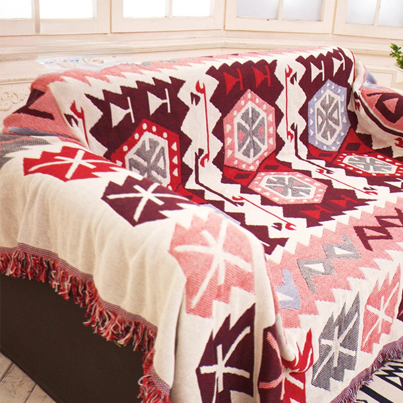 

Kiss Cotton Towel Blanket for Couch Sofa Decorative Slipcover European Style Stitching Travel Plane Blanket Healthy Mat