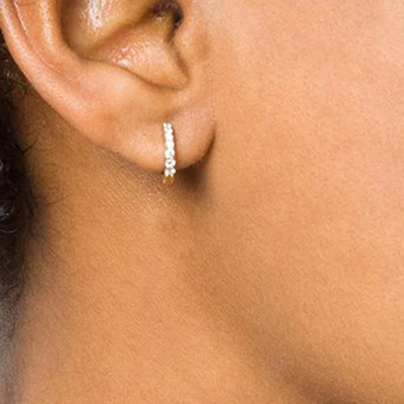 

Mini Small Diamond Earrings Titanium Steel Plated With 18k Gold