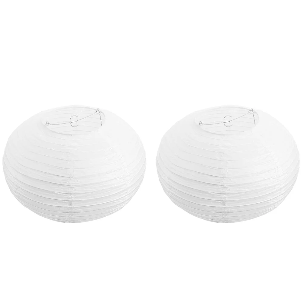 

2pcs Chinese Paper Lanterns Lampshade White Foldable Lampshades Decorative Round Paper Lanterns Japanese Paper Lanterns for