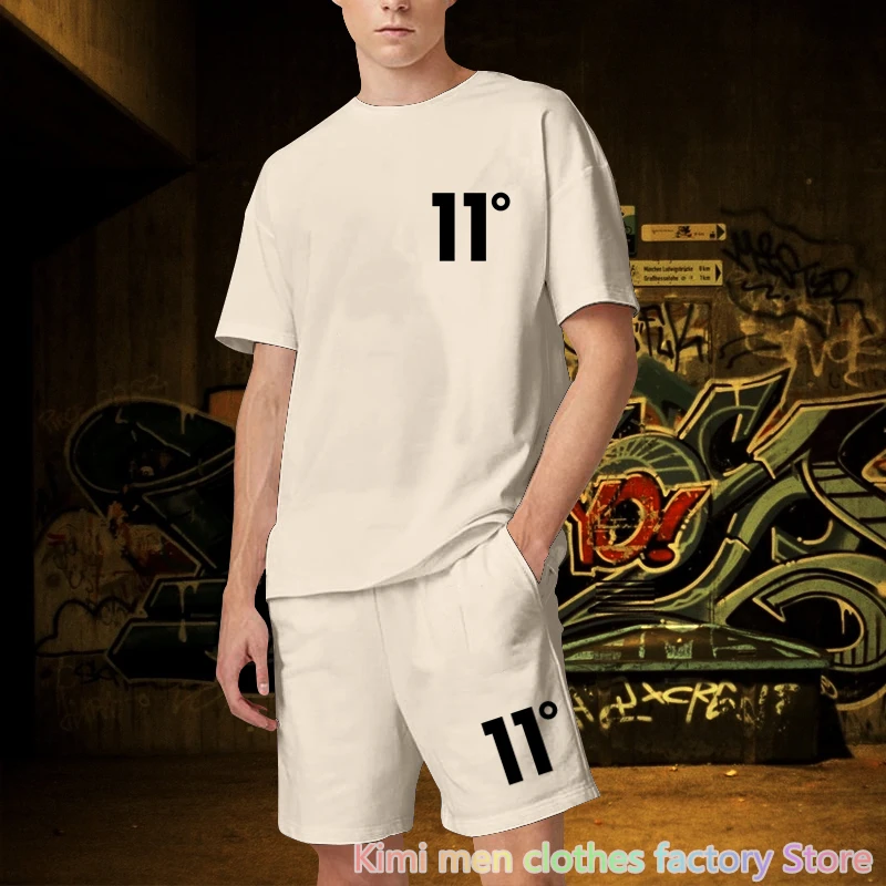 Men Oversized 2 Piece Outfits Sets for Men Summer Streetwear Tracksuit Jogging suit Cotton Set Number Print TShirts Shorts Sets