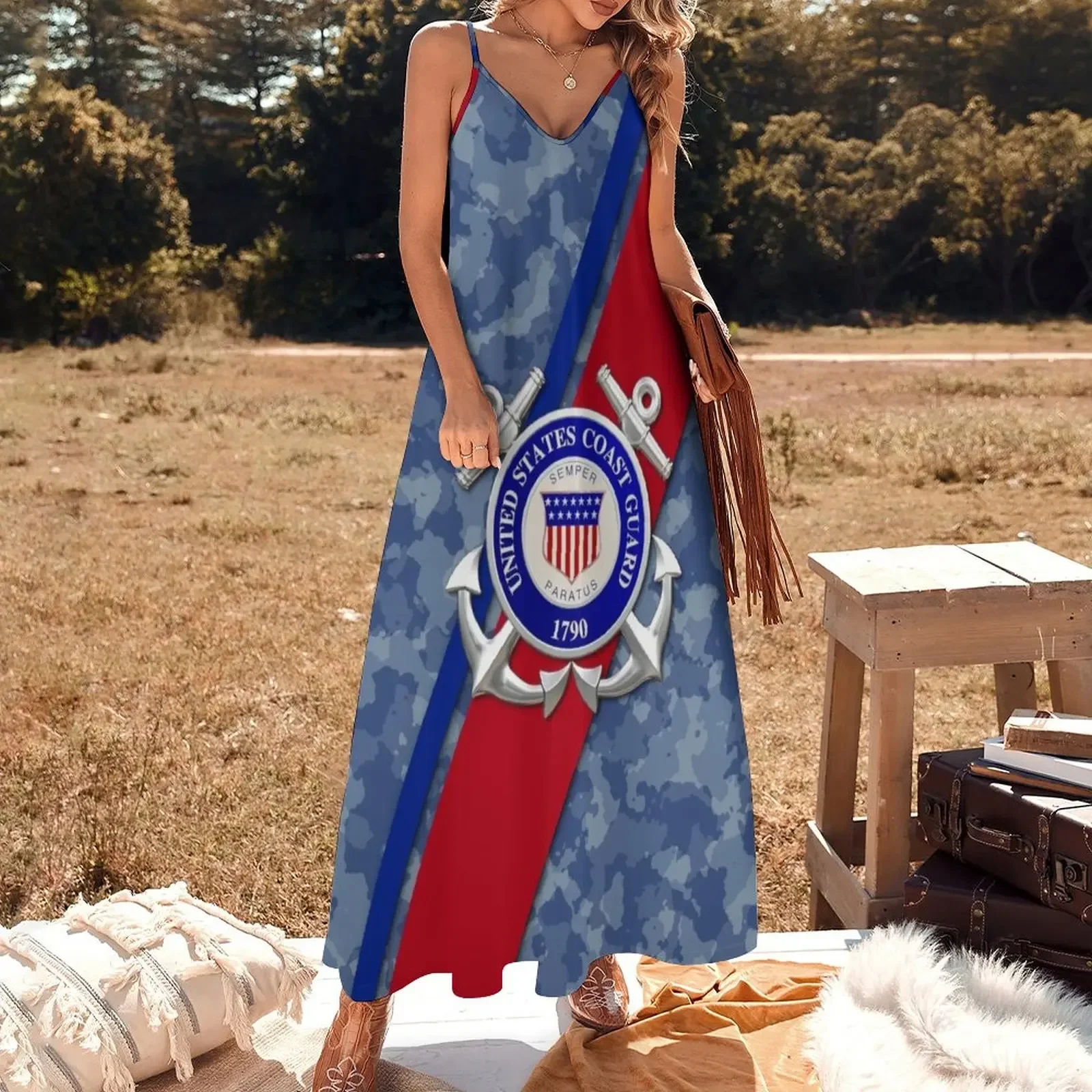 Женское платье без рукавов US Coast Guard женская одежда корейское стильное летнее