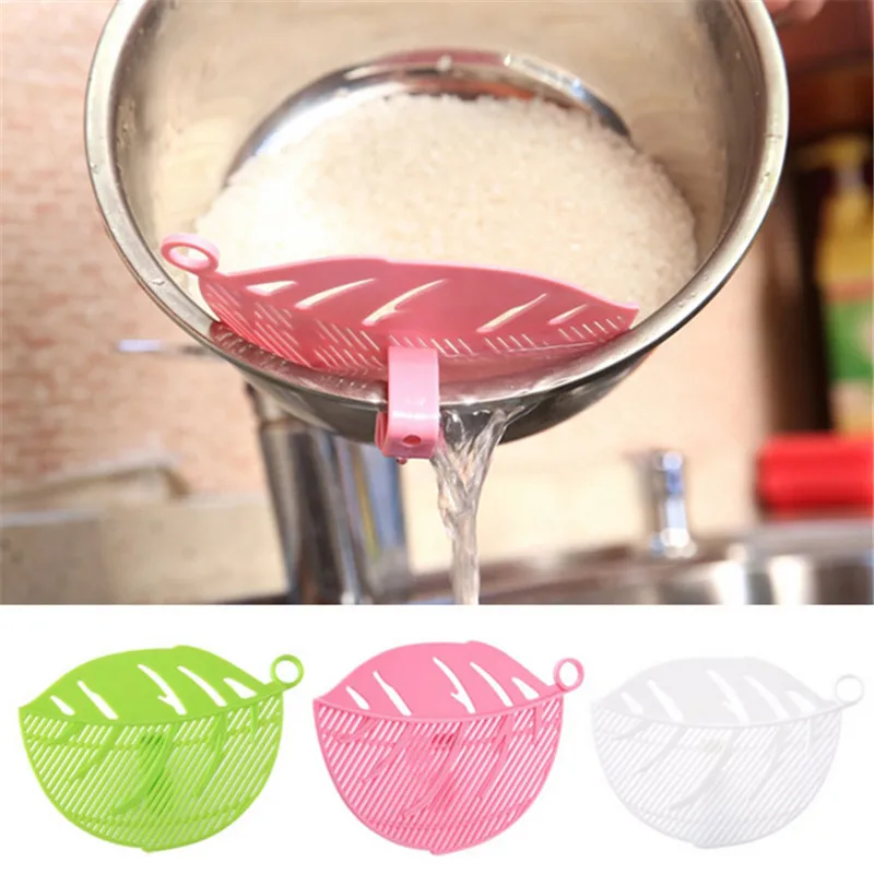 

Durable Clean Rice Wash Sieve Leaf Shape Beans Peas Cleaning Gadget Plastic Kitchen Clips kitchen tools