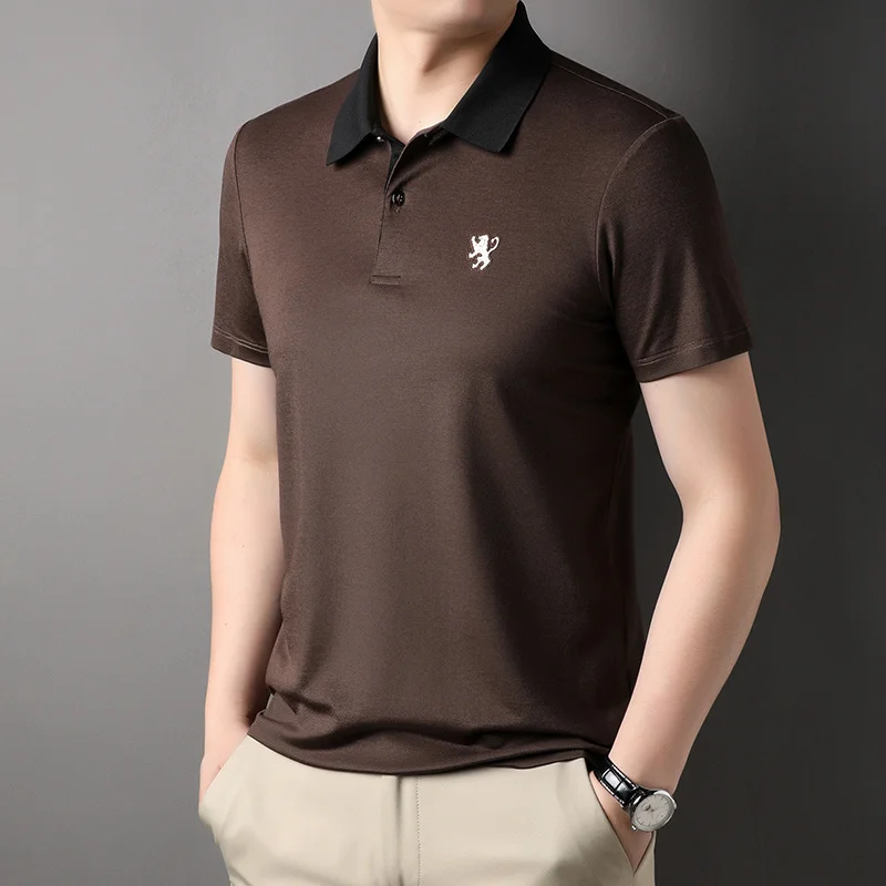 

Summer Golf Men's Polo Shirts Luxury Cotton Short Sleeve Smart Casual Solid Color Man T-shirts Embroidery Male Tees 3XL