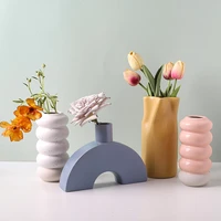 hot sale ins nordic simple plain ceramic vase ornaments abstract special shaped vase for living room home office homestay decor
