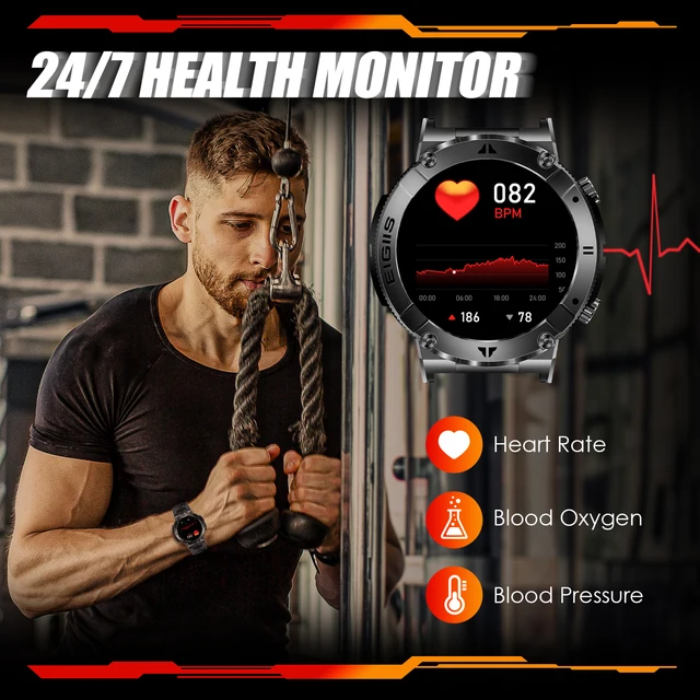 2022 EIGIIS Smartwatch Men 1.32'' Rugged Outdoor Heart Rate Monitor Sport Fitness Bluetooth Call Military Smart Watch For Men 4