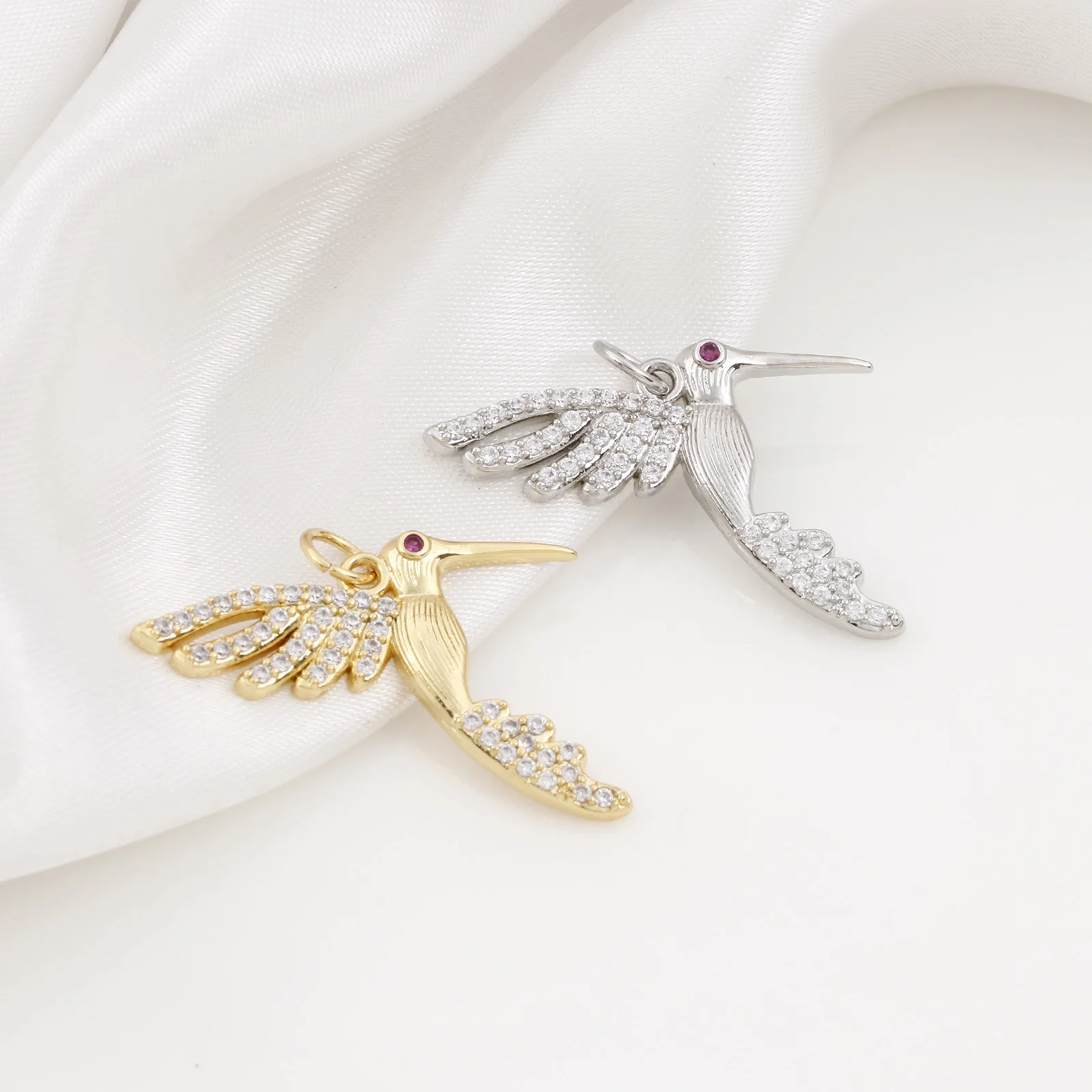 1 шт. медные Подвески с микрозакрепкой разноцветная птица прозрачный Красный