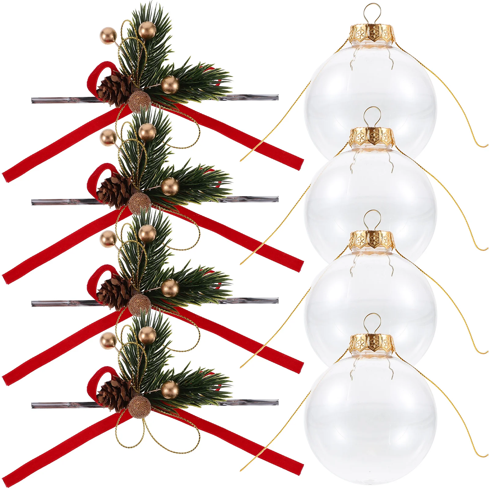 

4pcs Transparent Christmas Ball Pendant Empty Fillable Ball Ornament Xmas Tree Ball Pendant