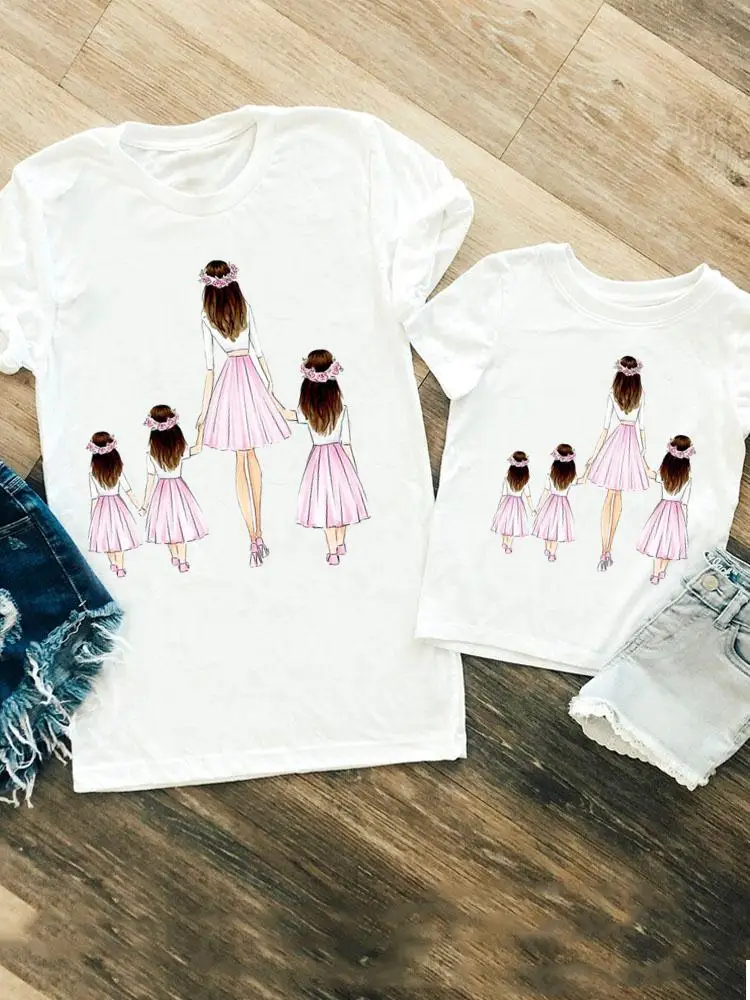 

Family Matching Outfits Daughter Love Sweet Cute Tee T-shirt Women Girls Boys Kid Child Summer Mom Mama Tshirt Clothes Clothing