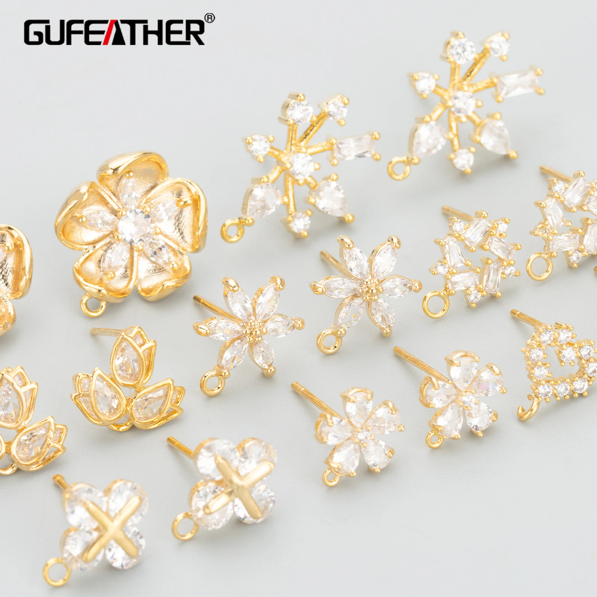 6 шт./партия, серьги-подвески из меди и циркона