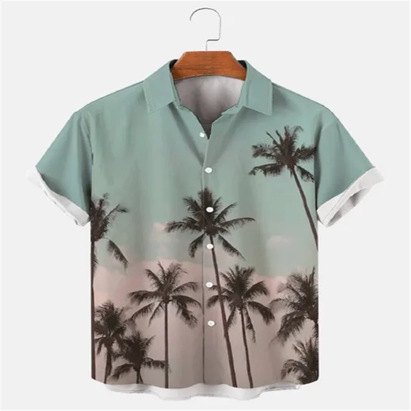 

Hawaiian Shirts For Men Summer Beach Vacation Short Sleeve Shirts Fashion Print Lapel Oversized Shirt Top Casual Holiday Clothes