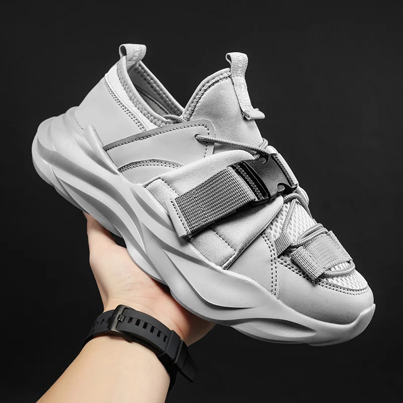 

Кроссовки мужские сетчатые легкие, модная обувь для бега, толстая подошва