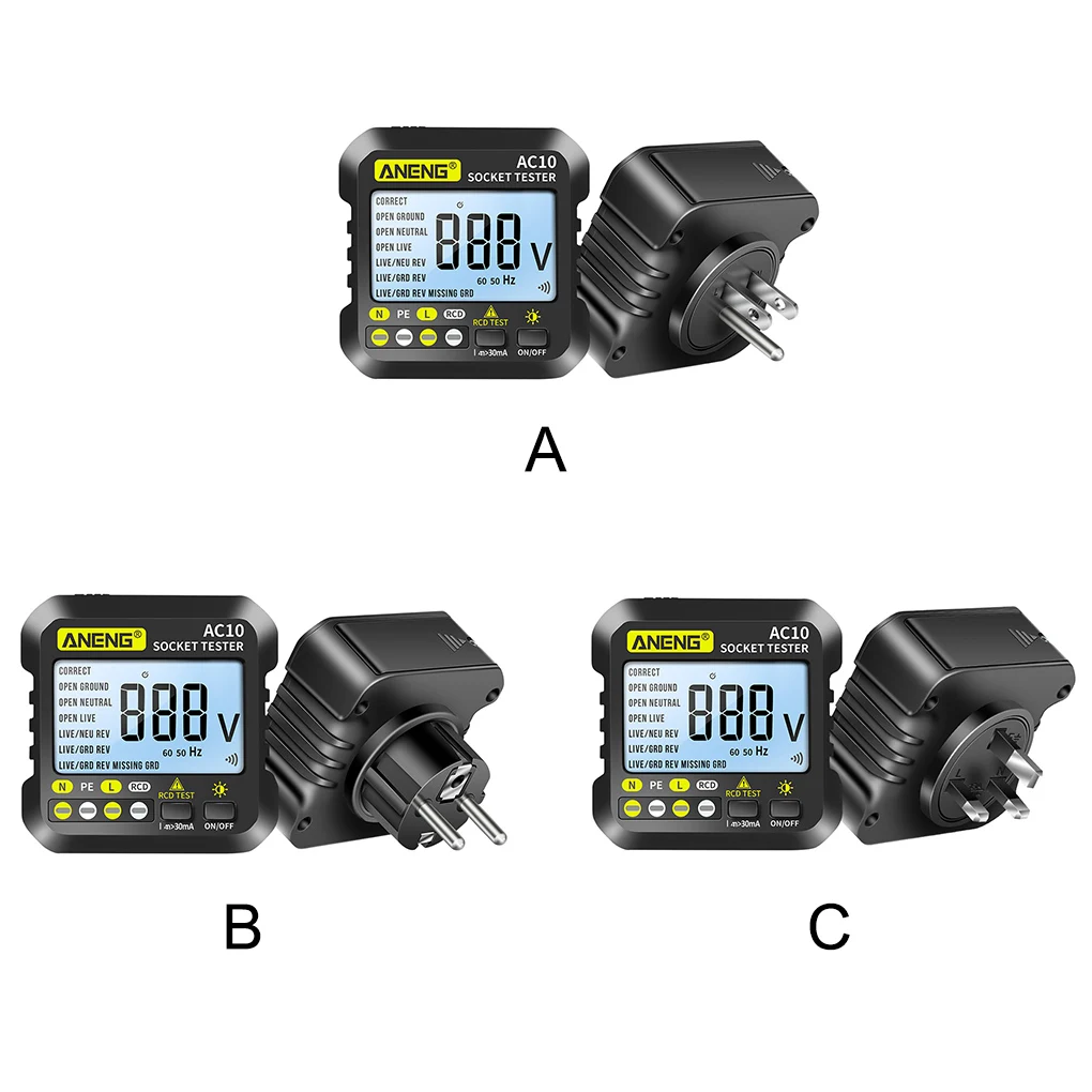 

1 2 3 ANENG Digital Display Power Socket Tester Home ABS Plastic Polarity Check Detector Voltage Measuring Testing Device