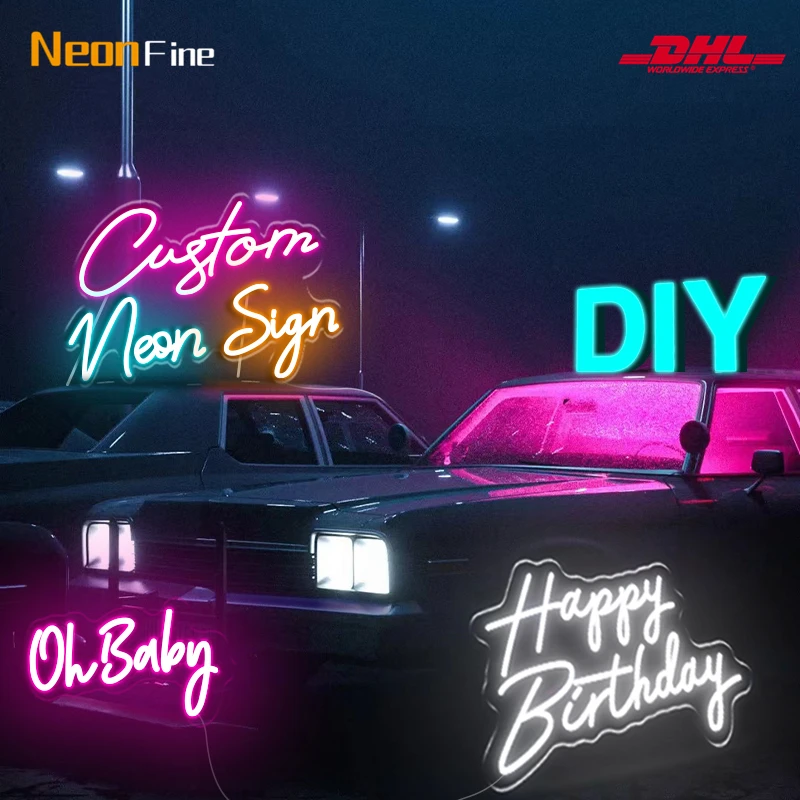 Светодиодная настенная вывеска DIY с индивидуальным логотипом и персонализированным LED освещением для украшения спальни на день рождения или свадьбу.