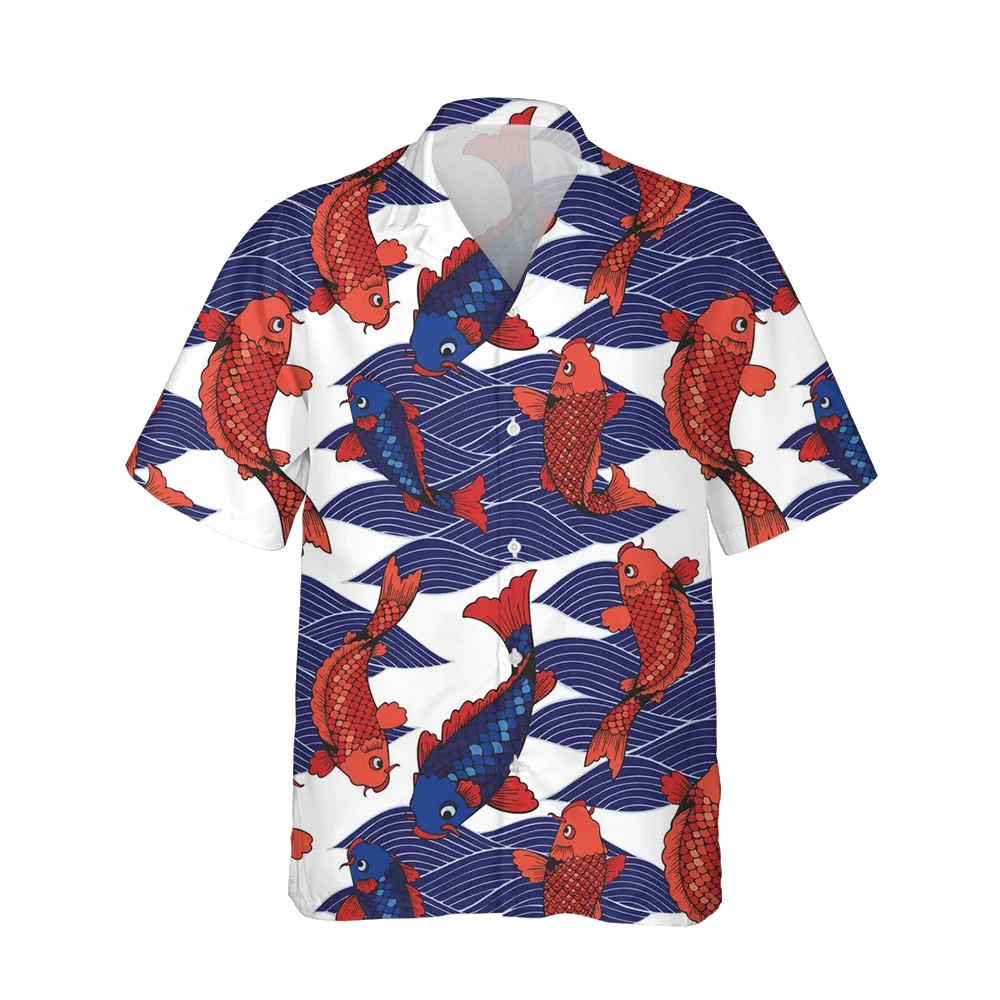 Jumeast 3d Cloud Wave Printed Mens Hawaiian Shirt Short Sleeve Harajuku Japanese Fashion Shirts for Men Loose Vintage Streetwear