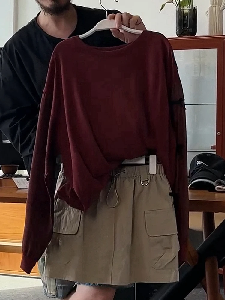 Женская футболка с длинным рукавом и круглым вырезом