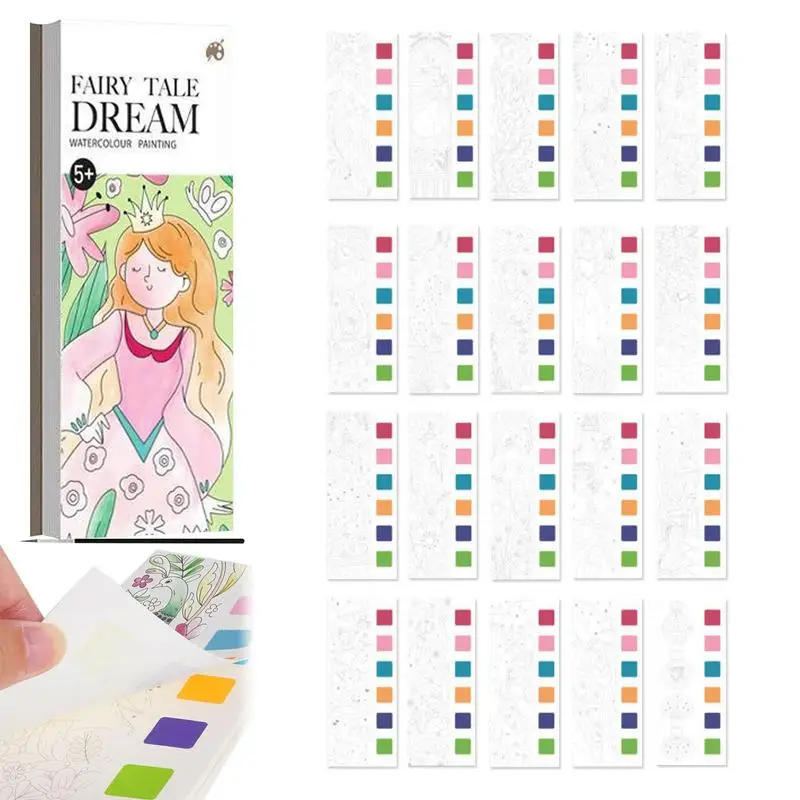 

Мини-альбом для акварели, карманная книга для рисования акварелью, с красками, 20 картин