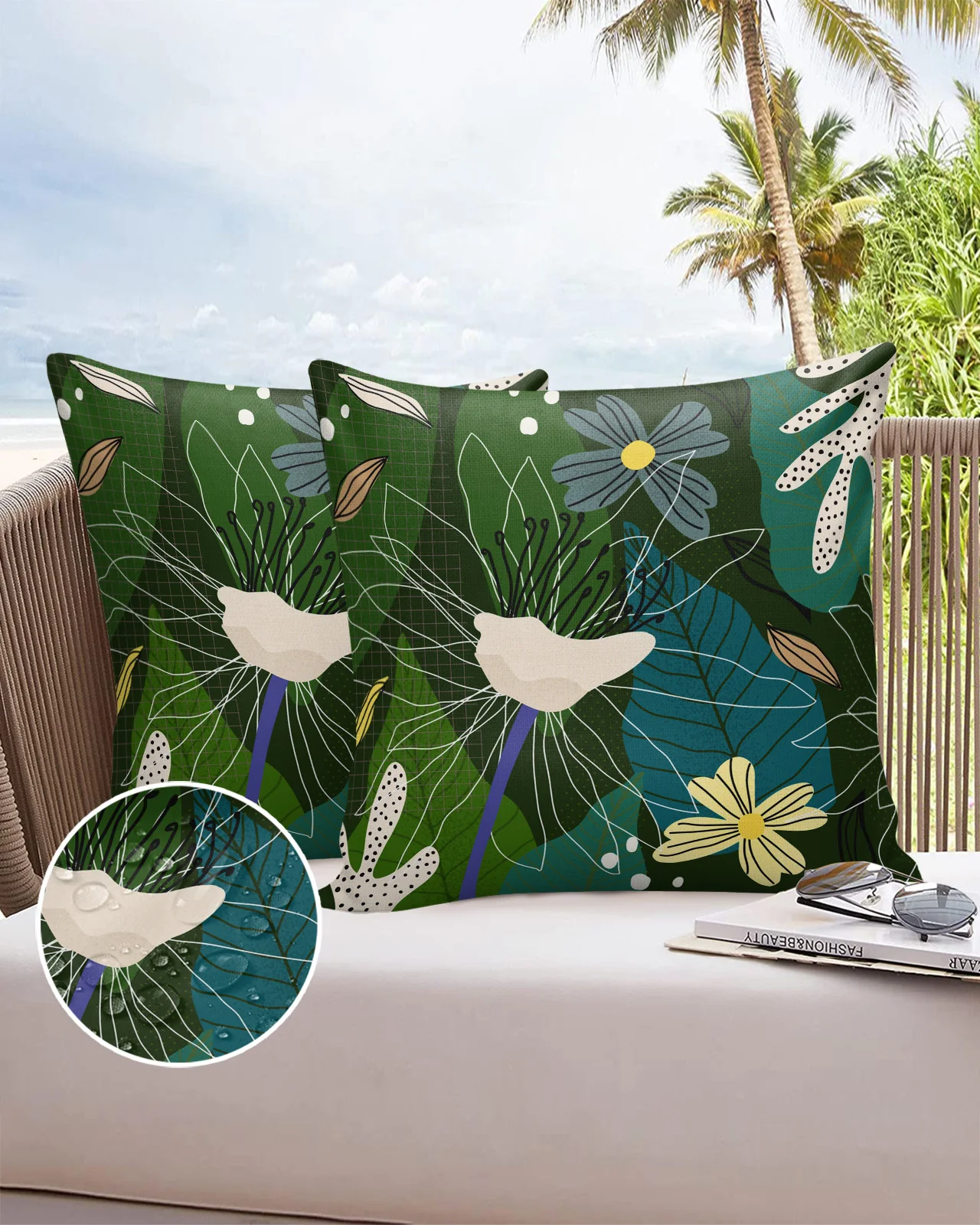 

Illustration Tropical Plant Flower Fashion Bed Pillow Cover Sofa Pavilion Decorative Pillowcase Balcony Office Car Cushion Cover