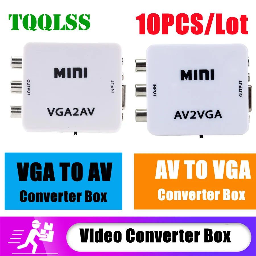 

10PCS Mini VGA TO AV Converter or AV2VGA Convertor with 3.5mm Audio RCA To VGA Video Converter For PC to TV HD Computer to TV