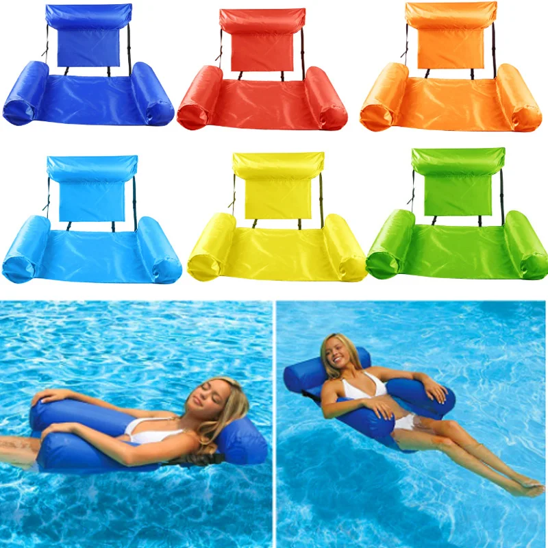 

Mattresses Swimming Foldable Floats Bed Water Lounger Mat Sports Pool Floating Beach Chair Row Summer Float Hammock Air