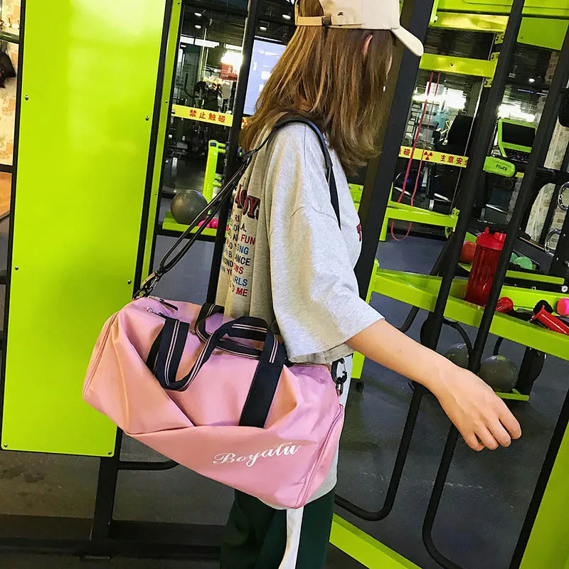 Fitness Bag for Women Gym Yoga Travel Luggage Handbag Training Duffle Sports Shoes Pocket Suitcase Shoulder Outdoor Weekend Bag