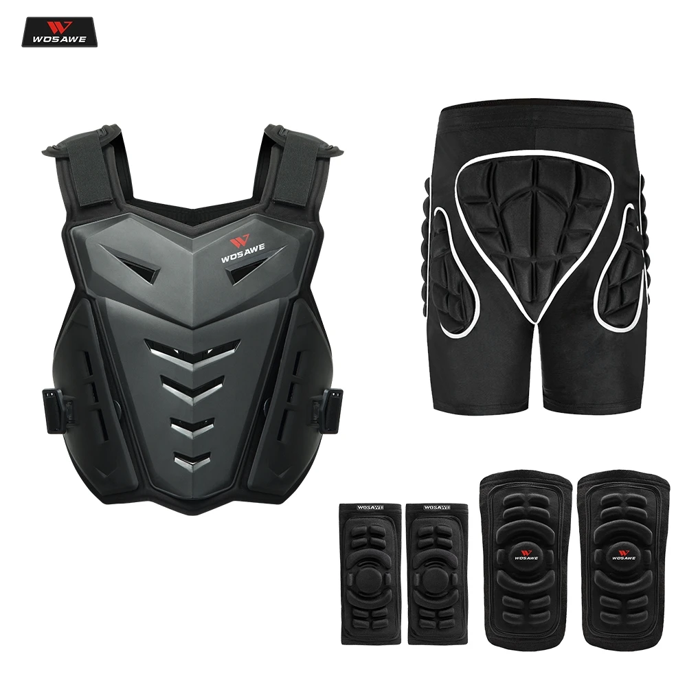 

WOSAWE Motorcycle Body Armor Vest Motocross Moto Hip Shorts Racing Back Chest Knee Protector Off-Road Dirt Bike Protective Gears