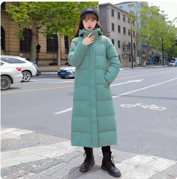 Fashion Over The Knee Cotton Clothes Women Long Large Size Cotton-padded Jacket Winter New Bread Wear Korean Version Loose Coat