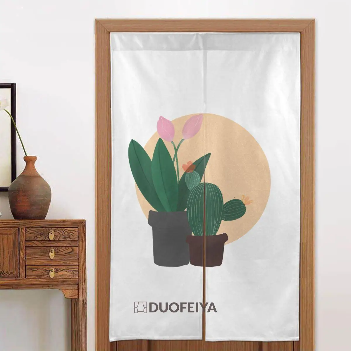 

Plants Flower Japanese Door Curtain Separate Tapestry Cotton Linen Printed Hanging Half Curtain for Doorway Home Decorations