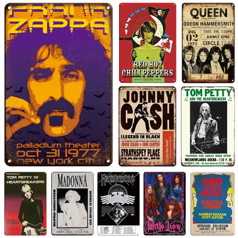 

Vintage POP Rock Band Johnny Cash Queen Poster Metal Plaque Tin Plaque Bar Pub Decorative Art Stickers Living Room Home Decor