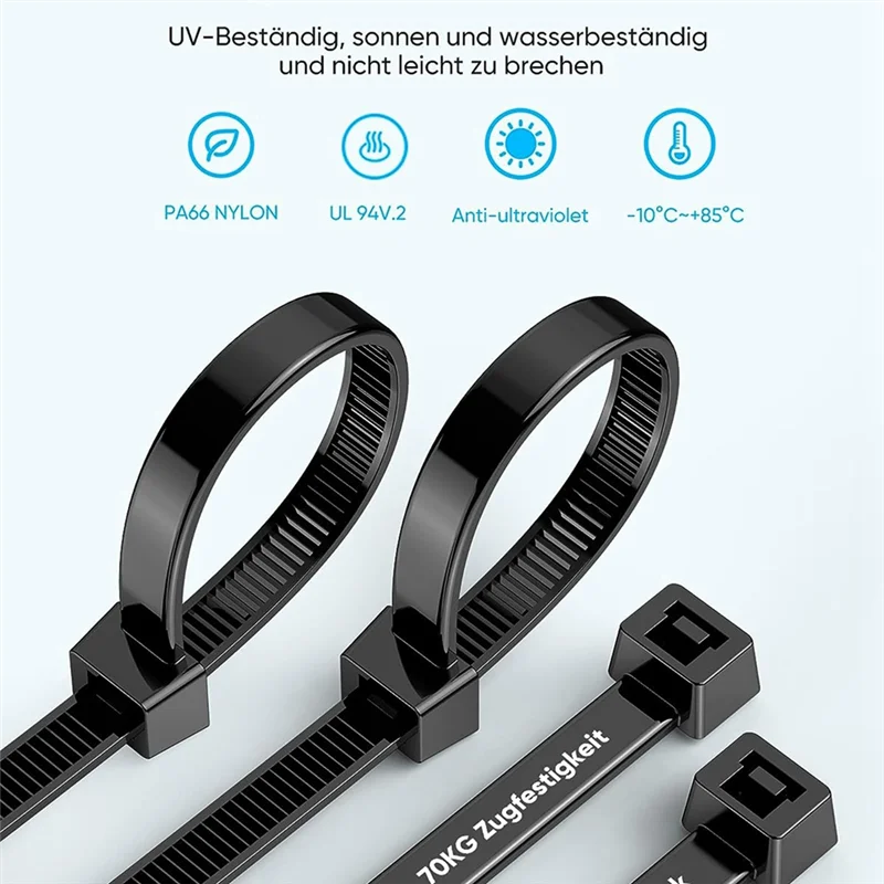 100 упаковок кабельных стяжек на молнии сверхмощные 12 дюймов прочные пластиковые