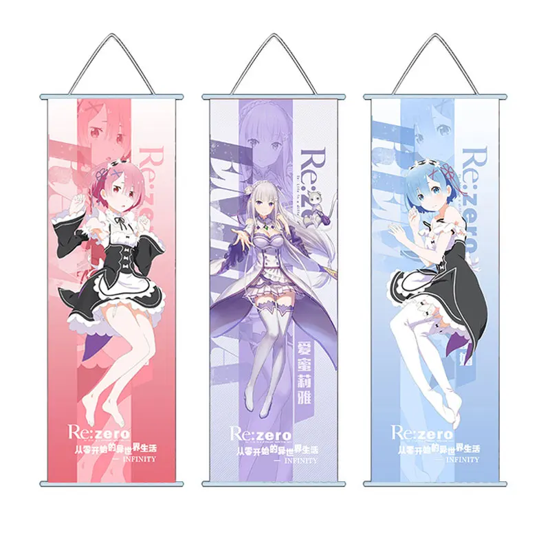 

Аниме Re Zero постер Эмилия Рем Ram прокрутка холст ReZero Настенная картина домашний декор аниме постер художественное оформление комнаты подаро...
