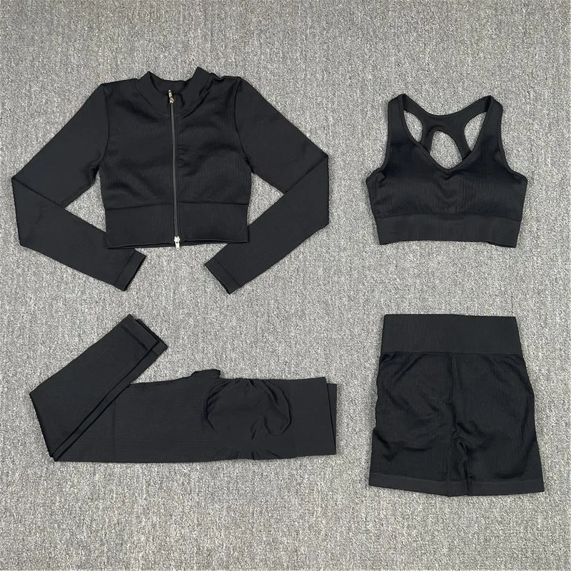 

Women Yoga Set Sports Bra Long Sleeve Crop Top Gym Yoga Shorts Leggings Workout Clothes Sportswear Sport Fitness Yoga Suit