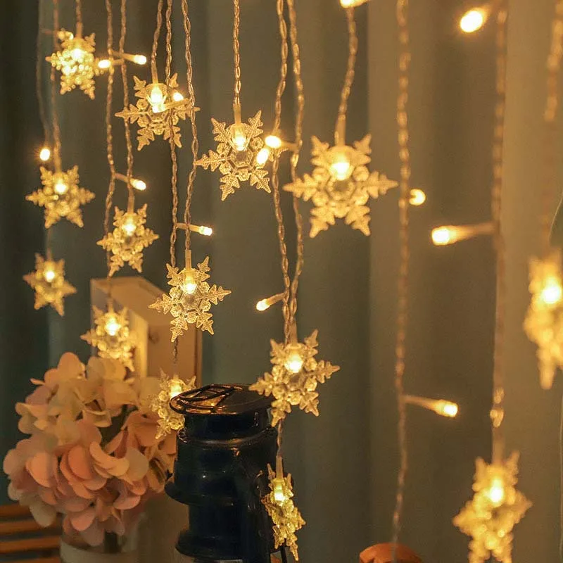 

Christmas Lights 3.2M Snowflake Curtain Led String Fairy Light 8 Modes Garland Lights for Wedding Party Holiday Lights 220V 110V