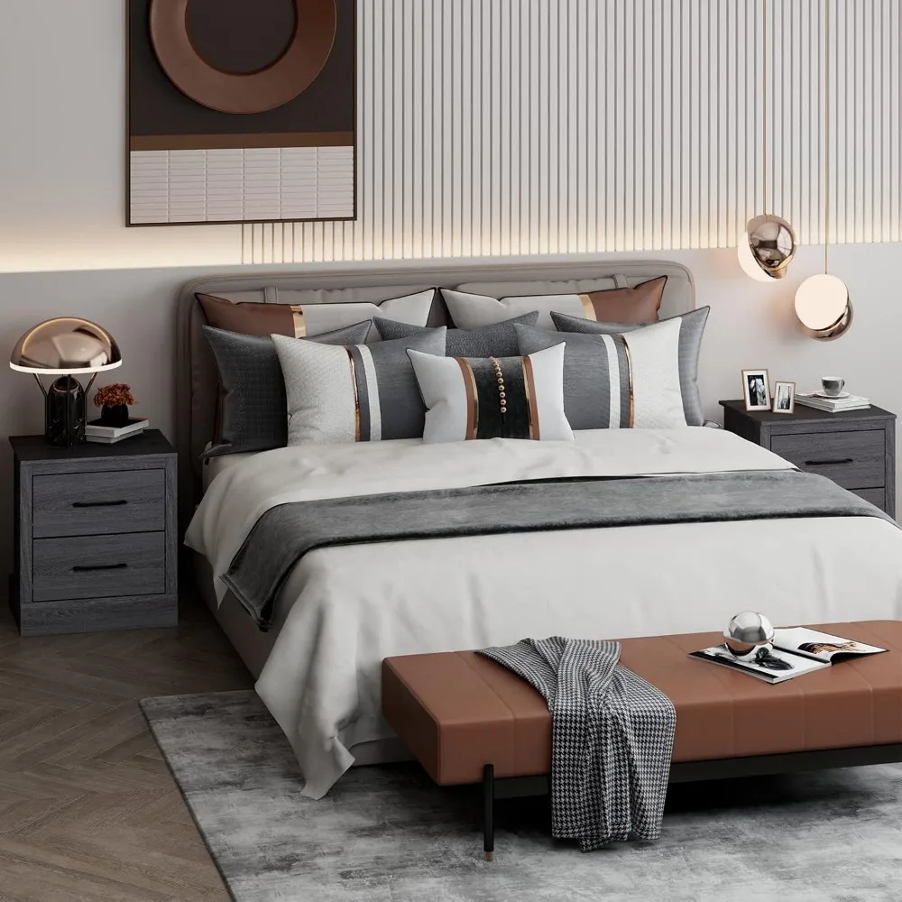 Набор из 2 прикроватных тумбочек для фермерского дома деревянная прикроватная