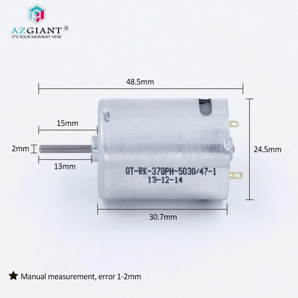 10 шт. микродвигатель Azgiant RK-370PH DC 3V 6V 7.4V высокой скорости с угольной щеткой 24,3 мм * 30,8 мм 370 для водяной пушки DIY.