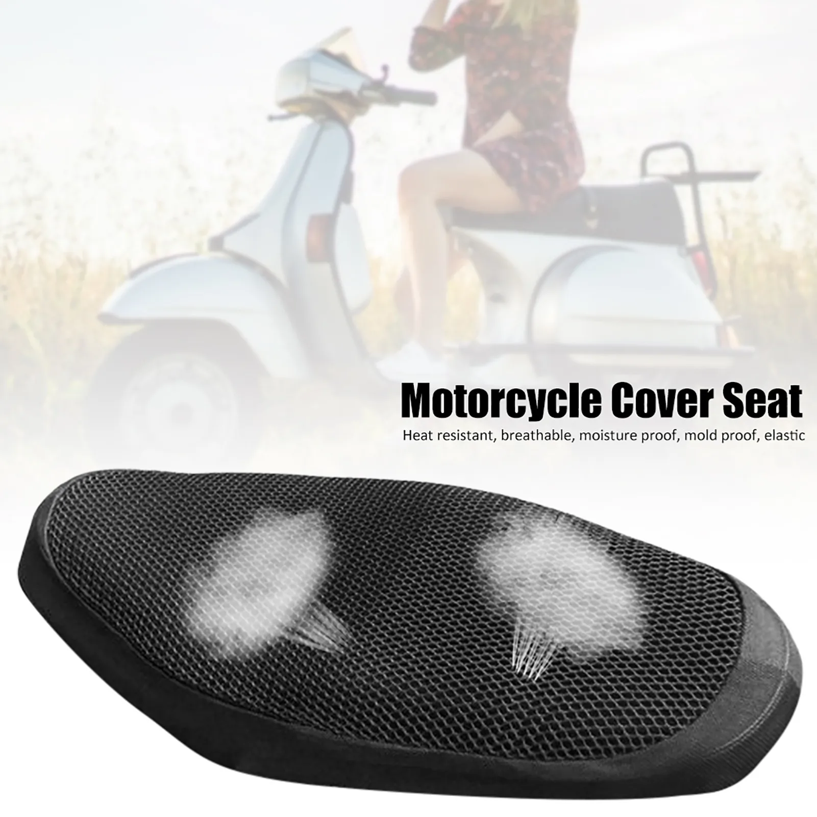 

Scooter Seat Cover Black Motorcycle Seat Covers Waterproof Universal Motor Scooter Moped Seat Cover Breathable Net Cushion 3D